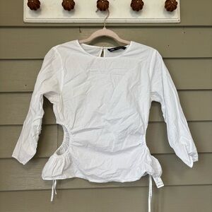 Zara White Blouse with Cutout Details